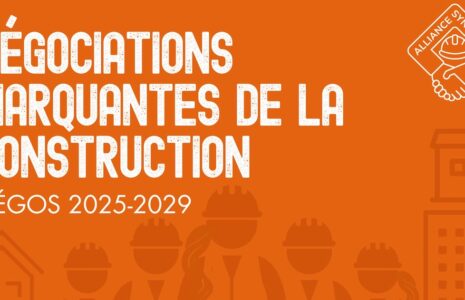 Accord sectoriel conclu entre l’Alliance syndicale de la construction et l’ACQ dans les domaines institutionnel-commercial et industriel, représentant plus de 60 % de l’industrie